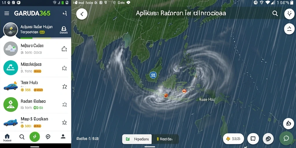 Tampilan utama GARUDA365 dengan informasi radar hujan yang akurat.
