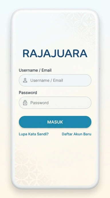 Tampilan halaman login rajajuara